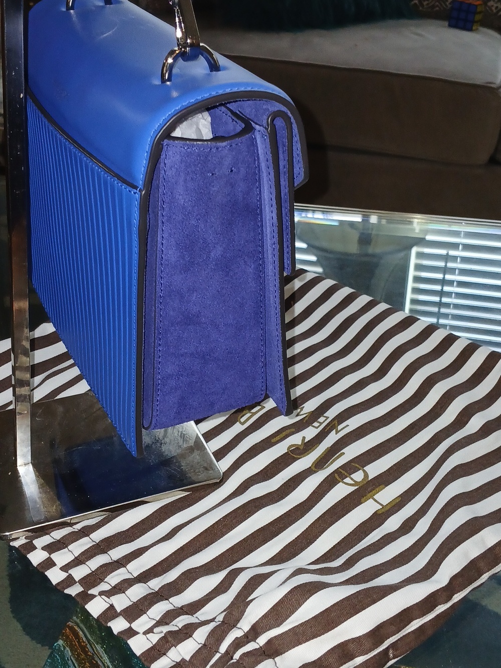 henri bendel Nwot Bold Blue Plaza Top-Handle Satchel - Picture 5 of 10